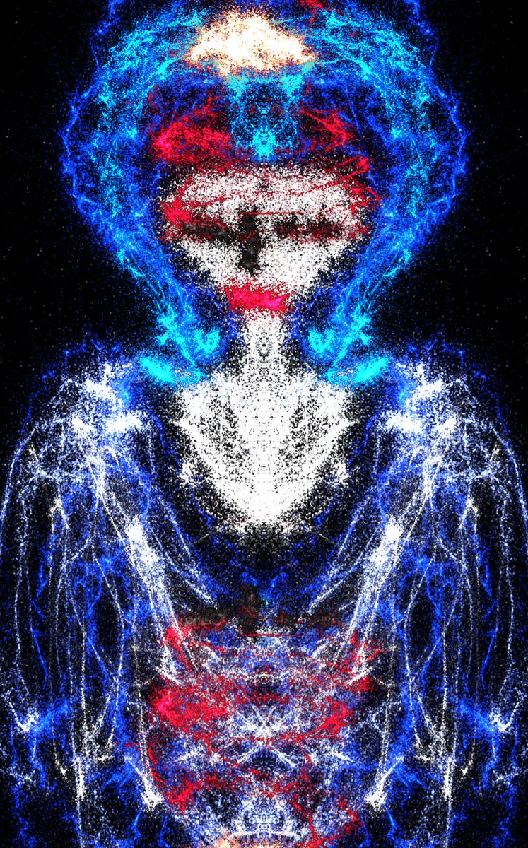 A vertical and horizontal symmetry sparkler painting of a Japanese geisha/geiko/geigi woman with her eyes closed in Infinite Painter. This painting is called 'American Geisha'. #infinitepainter #geisha #geiko #geigi #Japanese #Japan #infinitepainter #symmetry
