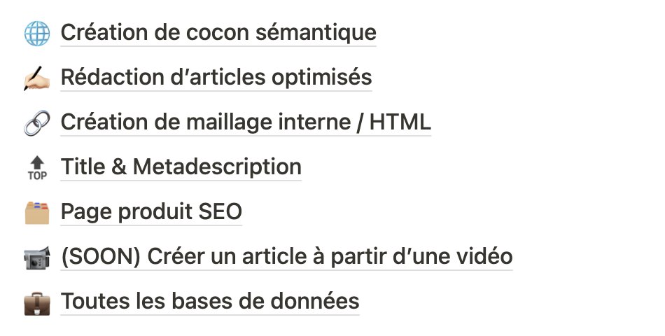 Mon outil SEO avance très vite 👀

Rejoins les beta testeurs si tu veux gagner du temps sur ta rédaction d'articles optimisés pour le SEO !

Il génère entre 2000 et 3500 mots en 2 minutes avec h1, h2, h3, liste à puce etc...

Que demander de plus ?
