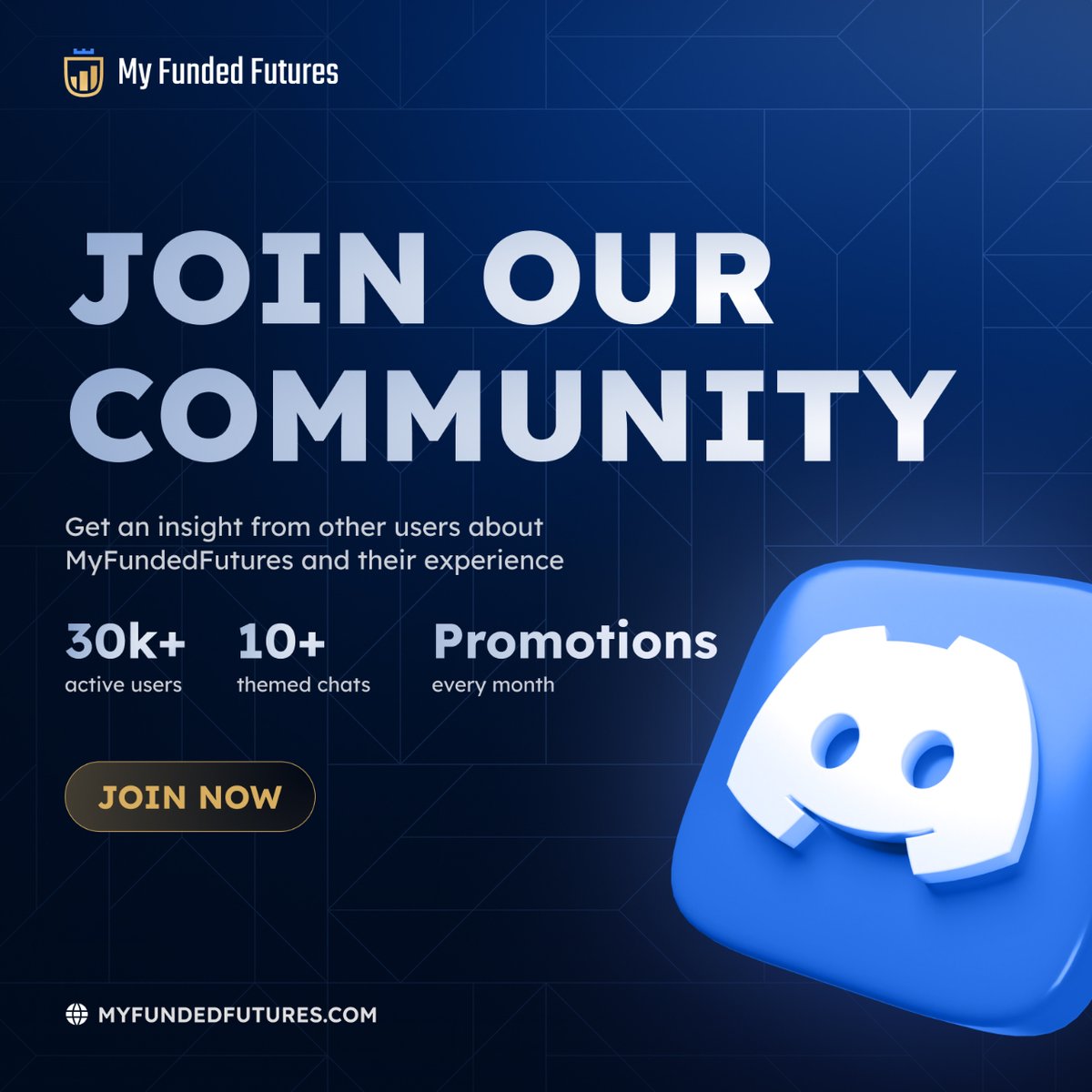Be part of something bigger! Join our community on Discord and connect with traders worldwide. discord.gg/myfundedfutures