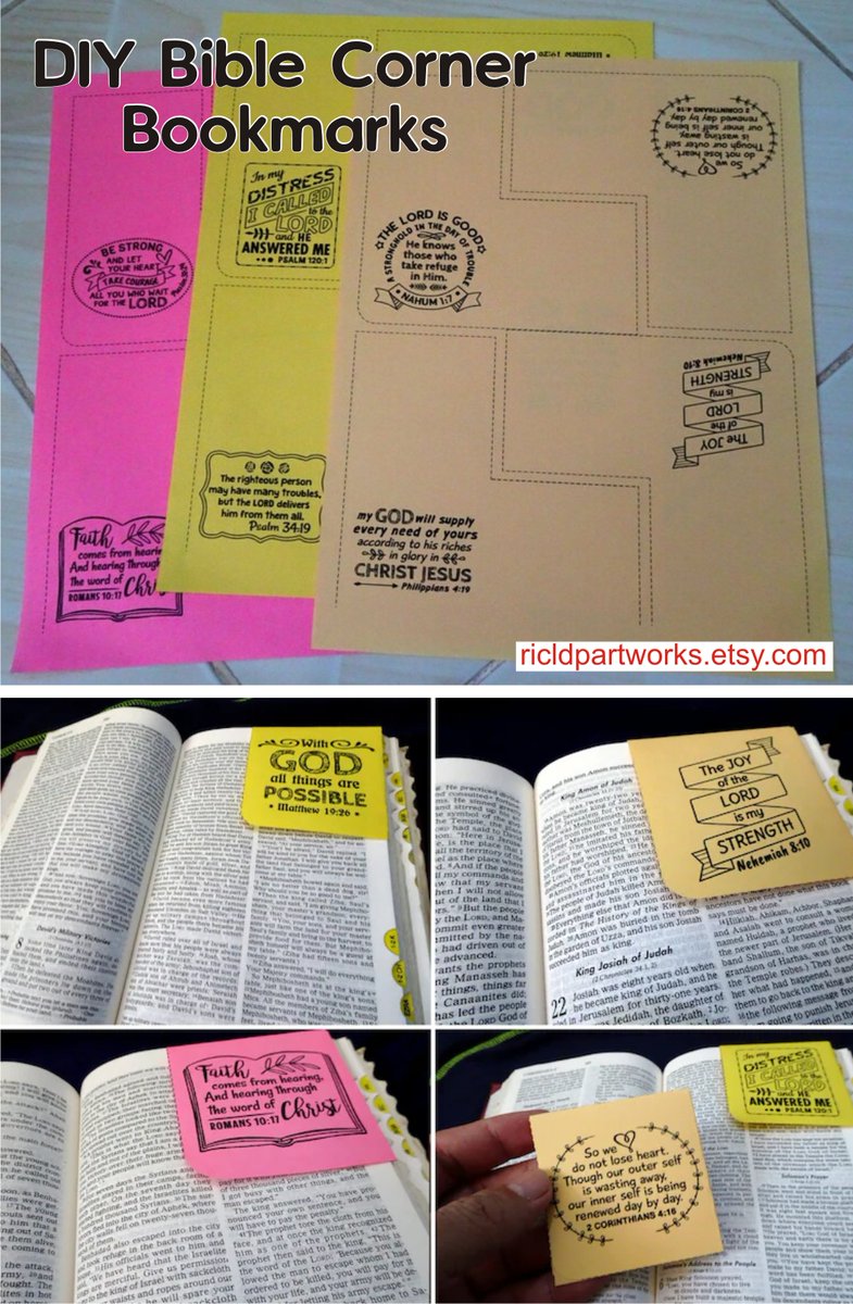 12 DIY Corner Bookmarks  bit.ly/3yxCLaB Etsy #printables #etsy #etsyfinds #Bible #scripture #cornerpage #bookmarks