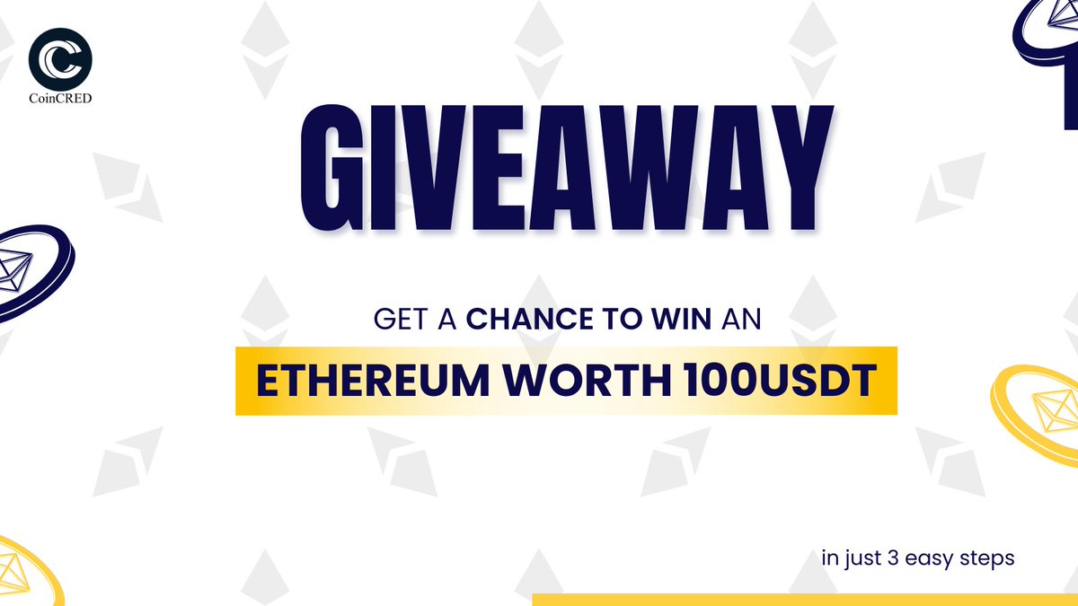 Big news for #Ethereum fans!🚨 To celebrate the launch of Ethereum ETFs, we're giving away prizes! Here's how to win your share of 100 USDT: 1️⃣ Follow @coincred_io 2️⃣ RT this post 3️⃣ Join telegram.me/coincred_io & text 'ETH' in the chat 10 Lucky Winners will be chosen😎 Good