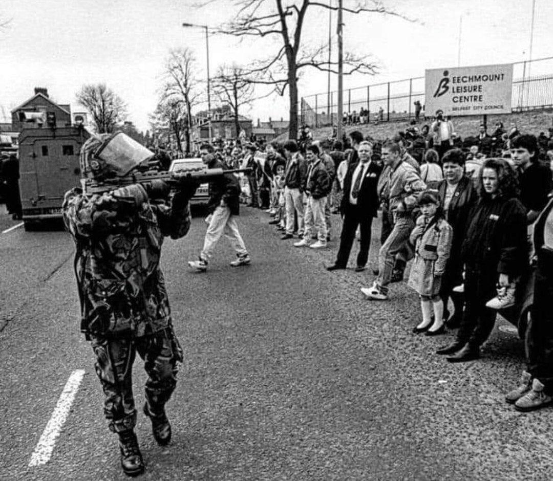 Big brave british soldiers in Ireland. This is the early 90s
