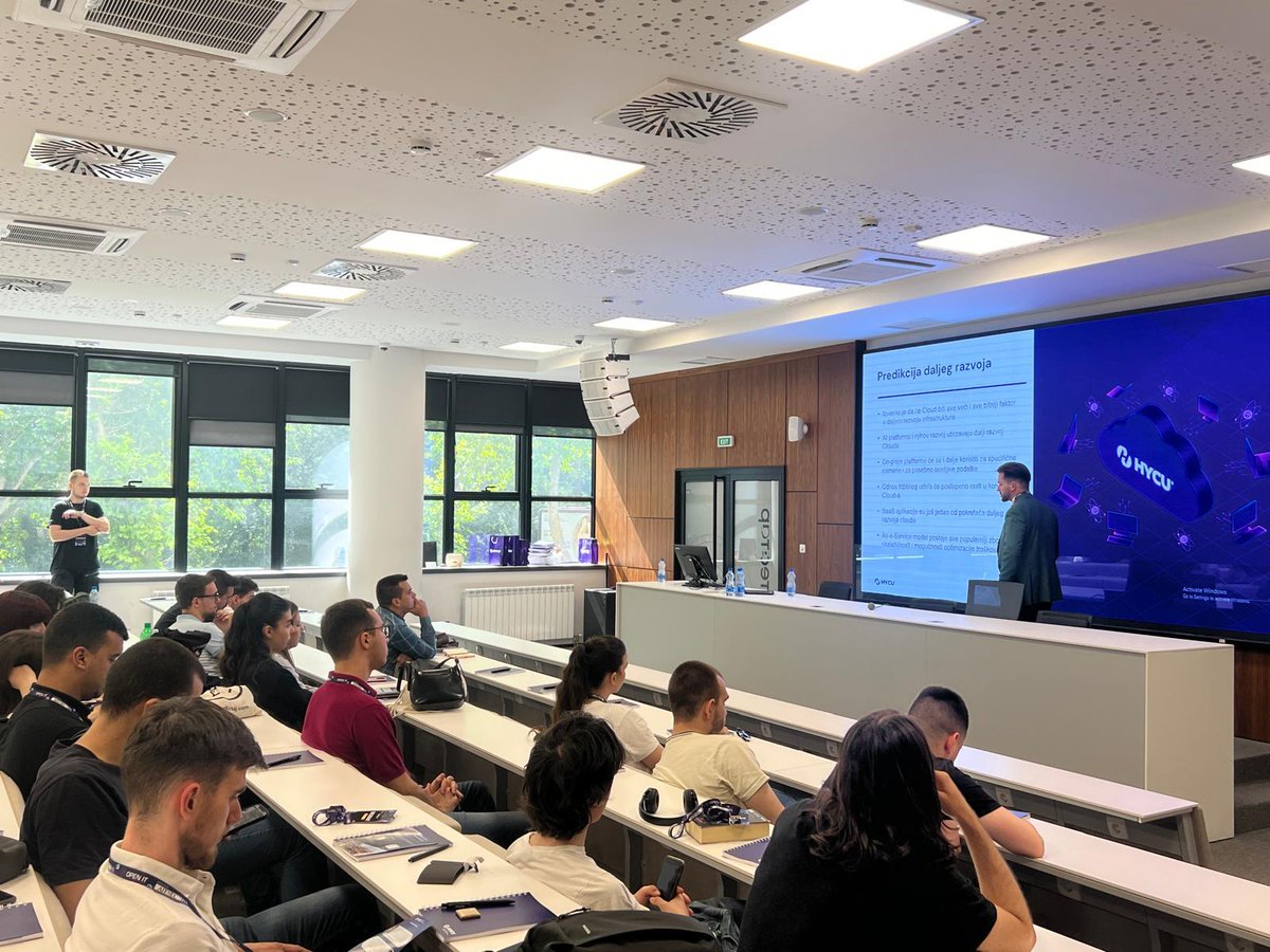 HYCUInc's tweet image. Once again, we teamed up with @AIESEC, one of Europe’s largest student organizations, at #OpenIT Belgrade! Our own Marko Kostadinović explored “Everything Everywhere All at Cloud” ☁️ w/ students, diving into cloud infrastructure &amp;amp; the latest SaaS trends. 

bit.ly/3H9r8HJ