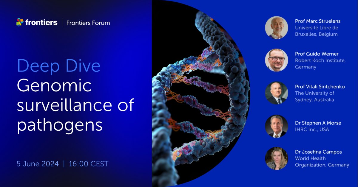 How could the power of pathogen genomic data help to prevent epidemics? Join this #FrontiersForum webinar for a discussion with Prof Marc Struelens from @ULBruxelles and @ESCMID Register now: fro.ntiers.in/m5Nk