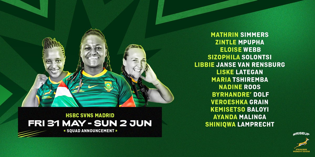 Renfred Dazel has roped in a bunch of experienced players for the #BokWomen7s last assignment of the current #HSBCSVNS season - more here: tinyurl.com/2s3prvx6 💚💛 #RiseUp