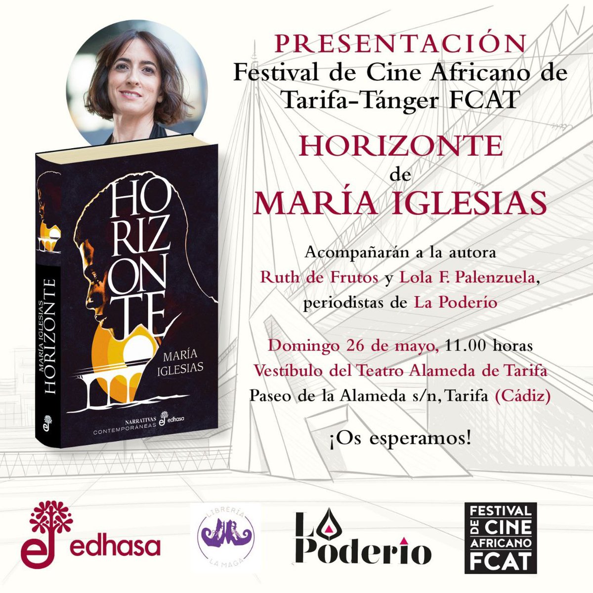 Chicas, nos vemos el domingo en el @FCAT_CineAfrica para conversar con @MariaIReal sobre su último libro: Horizonte. Estarán las compas @ruthdefrutos y Lola F. Palenzuela.