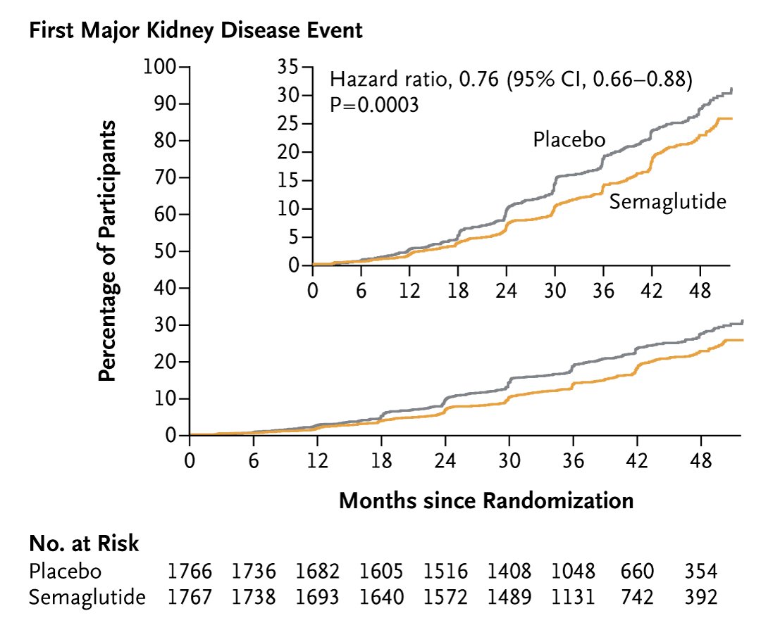 Presented at #ERA24: FLOW trial: In patients with type 2 diabetes and chronic kidney disease, weekly semaglutide significantly reduced risks of major kidney events, cardiovascular events, and death from any cause while slowing loss of kidney function. nej.md/44U3slP