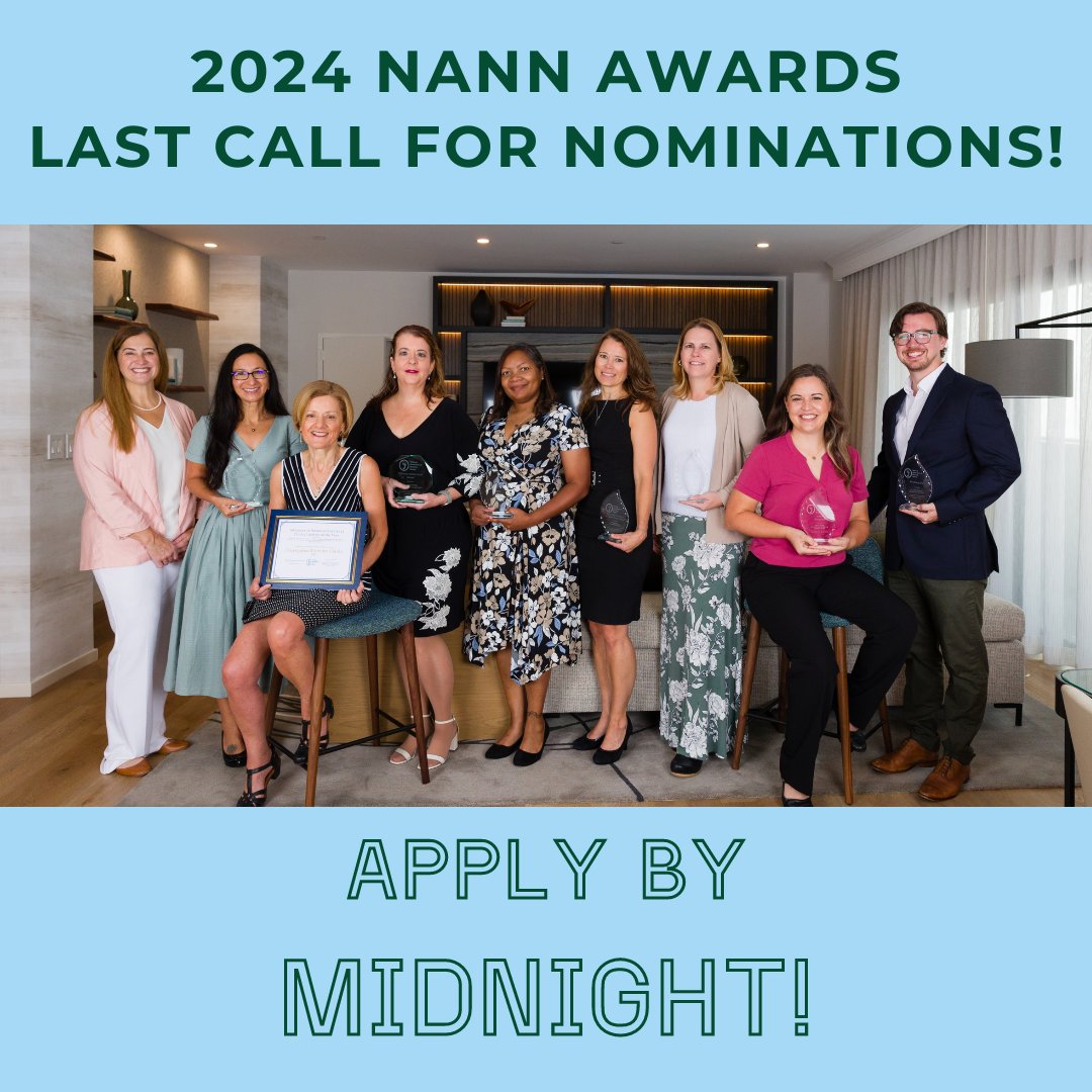 This is the last call to nominate your neonatal peers for a NANN Award! 
Help your colleagues feel good about the great work they have done to positively enhance the field by recognizing them for their efforts. 
Visit nann.org/about/awards.

#nicu