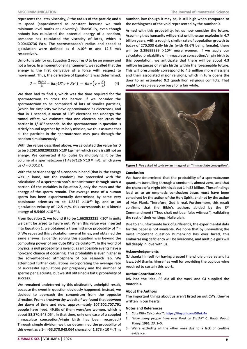 JImmatSci's tweet photo. Calculating the probability of a sperm quantum tunnelling through a condom.

PDF: https://t.co/VIgpknkj84 https://t.co/zYOjkyiQVA