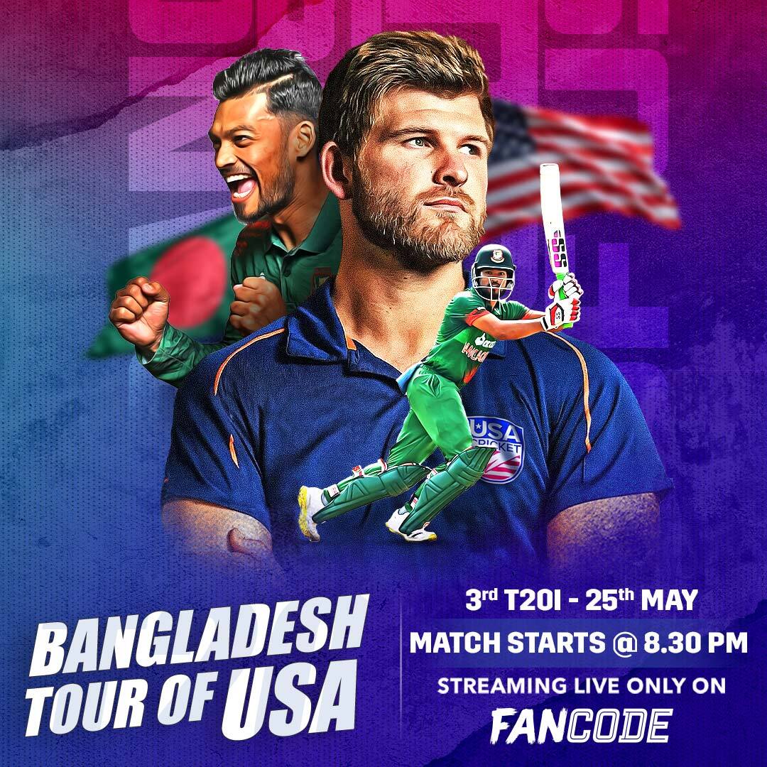 USA will be eyeing a T20 series whitewash as they face Bangladesh in the third and final T20. Don't miss a moment of the action, exclusively on FanCode! . . #USAvBAN #Cricket #FanCode
