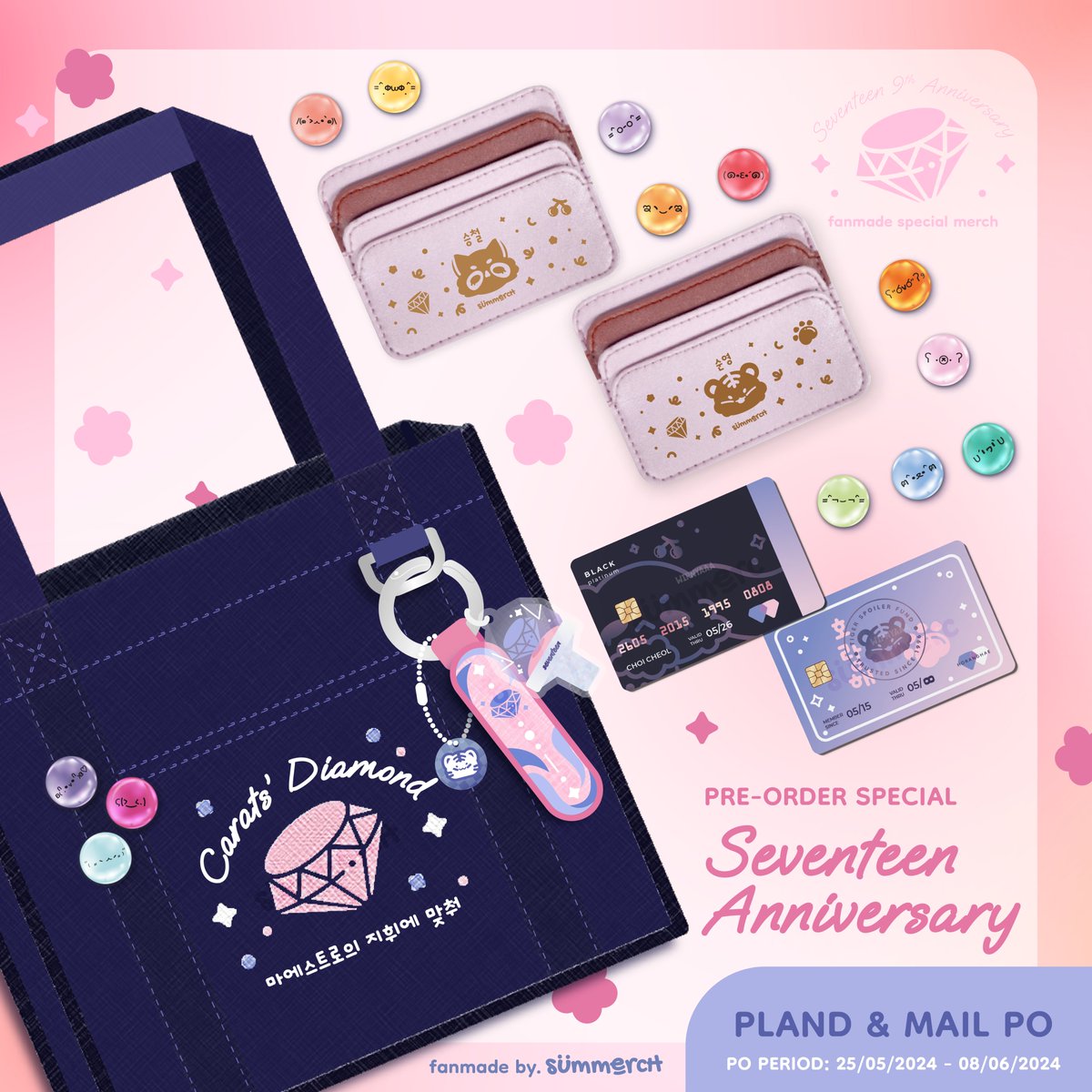 [RT &amp; Shares Appreciated]
Hi, Carats!! I present uuu,,

💎SVT 9th Anniversary Fanmerch💎
PLAND 3 &amp; Mail Pre Order open!

📅PO Period : 24/05/24 - 08/06/24  
📦Est Production : 4-5 weeks (from PO close date) 
📍Tangerang, ID 

[link &amp; catalog below]