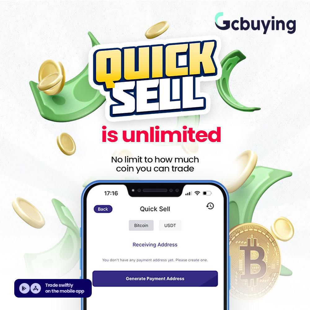 Did you know that with the quick sell feature on @GcBuying you can easily exchange crypto for naira at zero cost? Hurry now and get the app 👇🏽 Via : play.google.com/store/apps/det… Via: apps.apple.com/ng/app/gcbuyin…