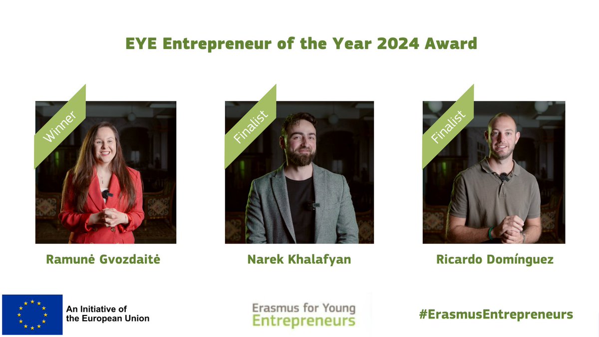 🏆 Meet the winner & the finalists of the #EYE Entrepreneur of the Year 2024 Award! The competition showcases #innovative projects & aims to promote the EYE through its success stories. This year, 3 entrepreneurs were invited to pitch. Read about them 👉 europa.eu/!4FBTTf