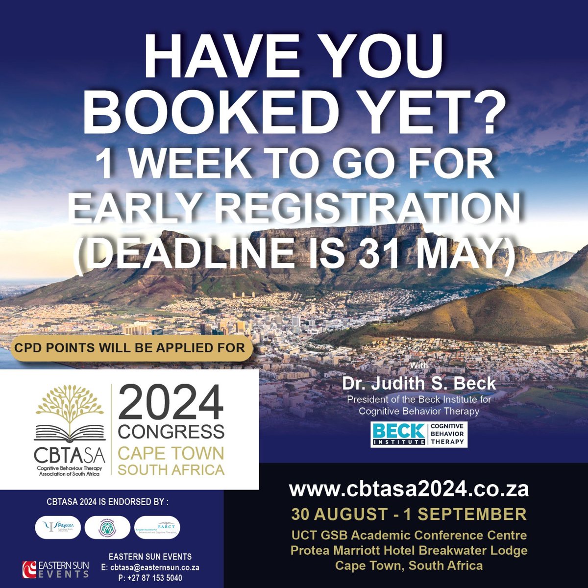 The CBTASA is proud to announce its inaugural congress between 30 August 2024 and 1 September 2024. The early registration deadline is almost here. Get involved today!