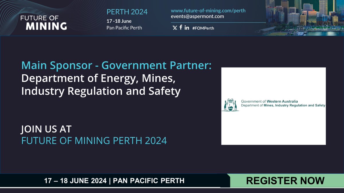 Future of Mining (@futureofmining) on Twitter photo š¤ Future of Mining Perth 2024 is delighted to welcome <a href="/Resources_WA/">DEMIRS Resources WA</a> as our Main Sponsor - Government Partner for the event! Taking place 17 -18 June 2024, Pan Pacific Perth, this #conference is not to be missed!
Find out more -future-of-mining.com/fomperth
#FOMPerth #miningnews š¤ Future of Mining Perth 2024 is delighted to welcome <a href="/Resources_WA/">DEMIRS Resources WA</a> as our Main Sponsor - Government Partner for the event! Taking place 17 -18 June 2024, Pan Pacific Perth, this #conference is not to be missed!
Find out more -future-of-mining.com/fomperth
#FOMPerth #miningnews