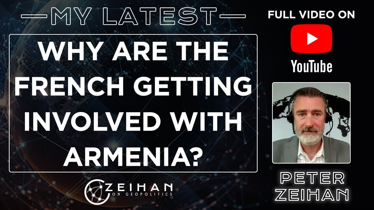 Today we'll be looking at why the French are considering sending military aid to Armenia...and no, its not because they're looking to swap croissant and nazook recipes. Full Newsletter: mailchi.mp/zeihan/why-are…