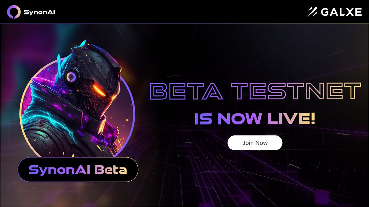 Beta Testnet is now LIVE! 👾 Our beta testnet has undergone a successful upgrade and is now officially live! Have you claimed the Synon Alpha NFT yet? ◾️ SynonAI Beta campaign is opening now until May 31st, 2024! 1. Join SynonAI Discord & get verified: discord.gg/synonaiofficial