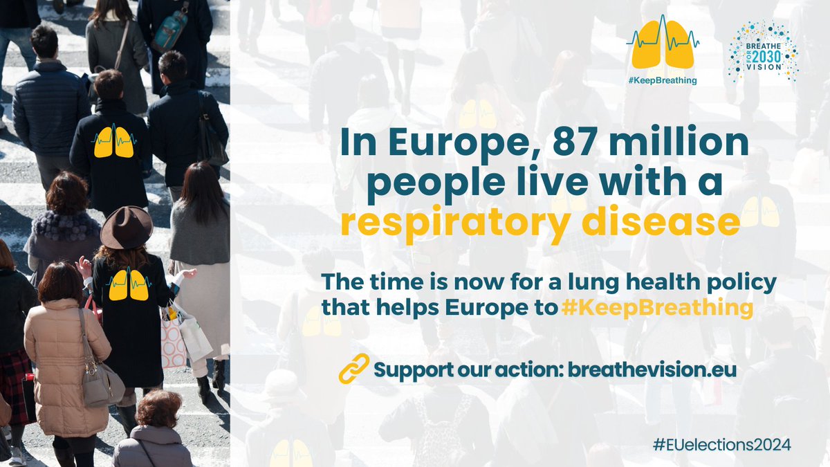 87 million people in Europe live with a #lungdisease.

ELHG calls for a strong #lunghealth policy to lessen the strain on society and the economy.

Our policy is to #KeepBreathing, what's yours? 🫁

Our lung health vision for the #EUelections2024 ➡️ bit.ly/3SMMa4x