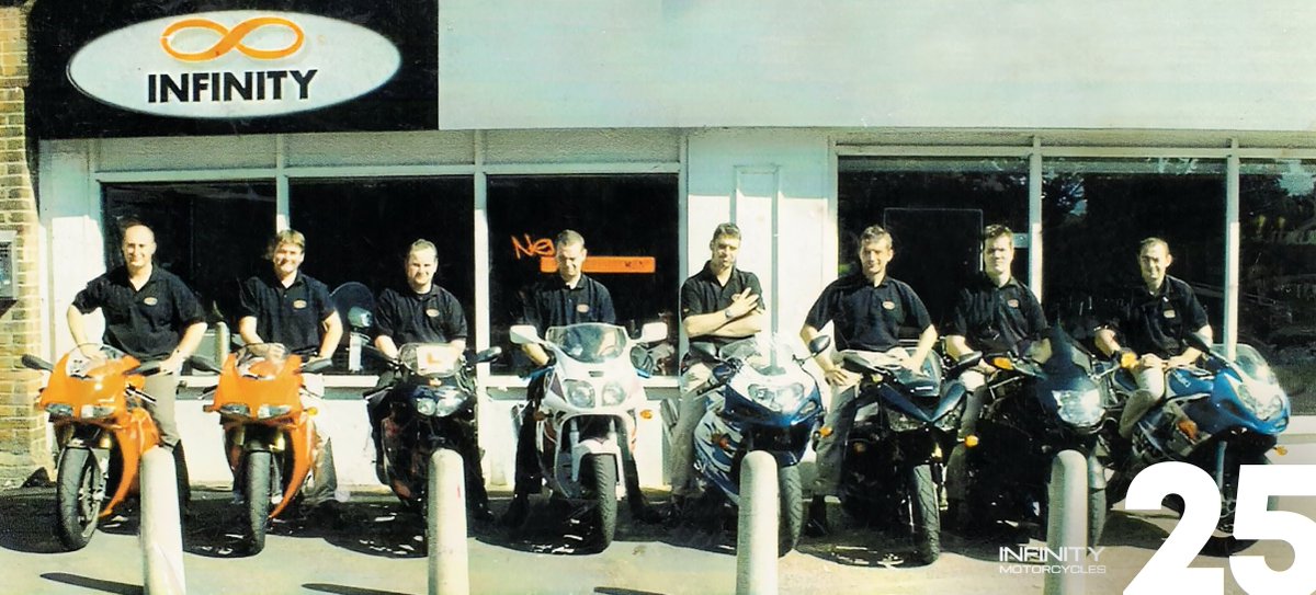 Some things never change... Infinity Farnborough 21 years apart! 🏍️

Drop by our store on Lynchford Road & say hi to the (new) team 👋

#Infinity25 #infinitymoto