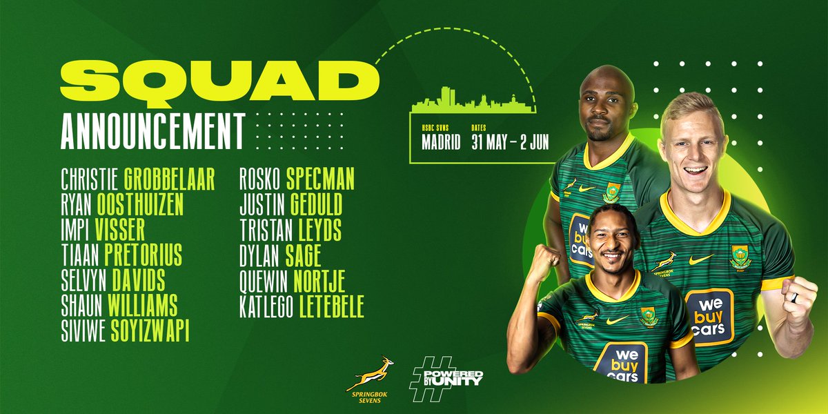 A special milestone for Ryan Oosthuizen in Madrid, where the #Blitzboks also welcome back Justin Geduld and Shaun Williams - more here: tinyurl.com/2nf2n3pp 🇪🇸 @WeBuyCars_SA @McDonalds_SA #PoweredByUnity