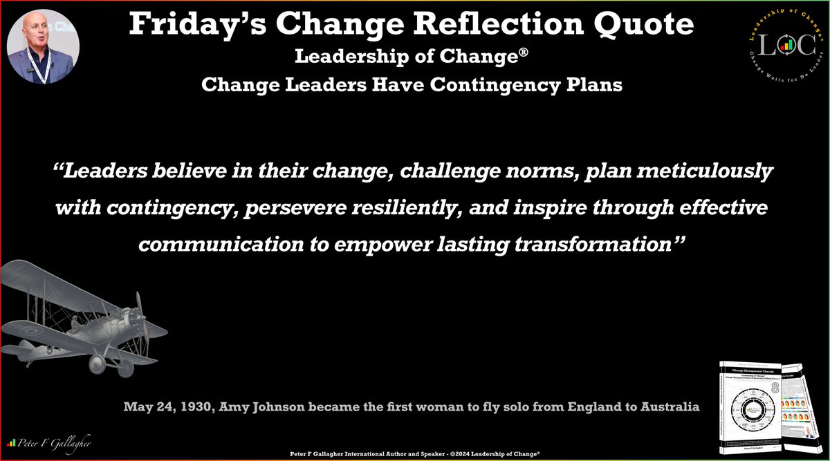 #LeadershipOfChange Leaders believe in their change, challenge norms, plan meticulously with contingency, persevere resiliently, and inspire through effective communication to empower lasting transformation #changemanagement rebrand.ly/5dl9g65