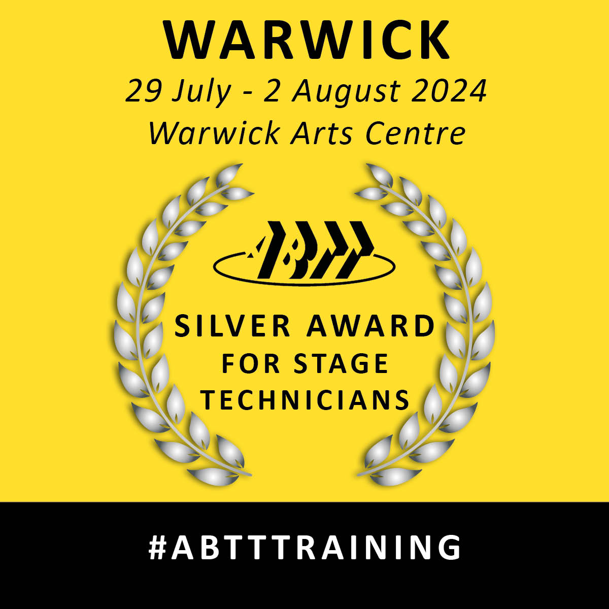 Our next ABTT Silver Award for STAGE TECHNICIANS takes place in Warwick from 29 July. The Silver Award is a five day course which gives candidates more in-depth knowledge and understanding of best practice in rigging and lifting on stage. abtt.org.uk/events/abtt-si… #ABTTTraining