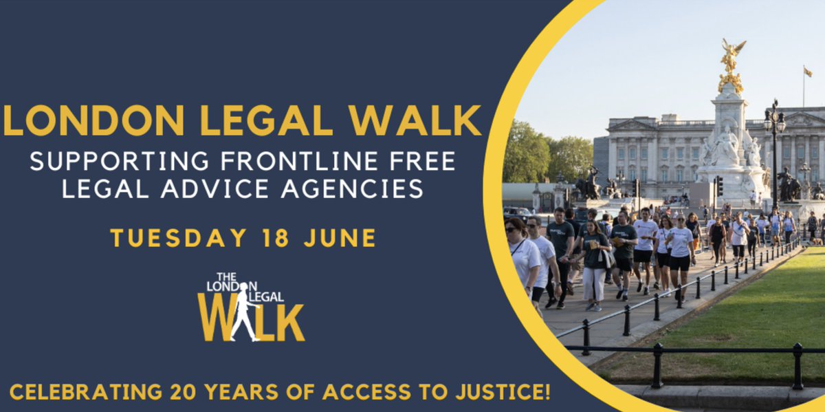 📢 Attention City Law School students and staff! Join us in fundraising for the @londonlegal Walk. On Tuesday 18 June, we'll be walking 10km to help the most vulnerable access life-changing free legal advice. Register: ow.ly/mhzk50RJxvK Donate: ow.ly/BFo950RJxvJ