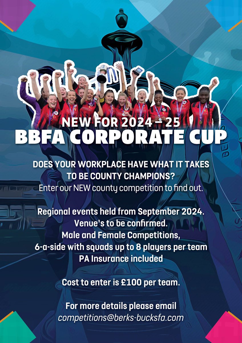 Love football in your workplace? Opportunity for some ‘team’ building? Enquire about our small sided Corporate Cup Competitions taking place throughout the 2024-25 season 👇