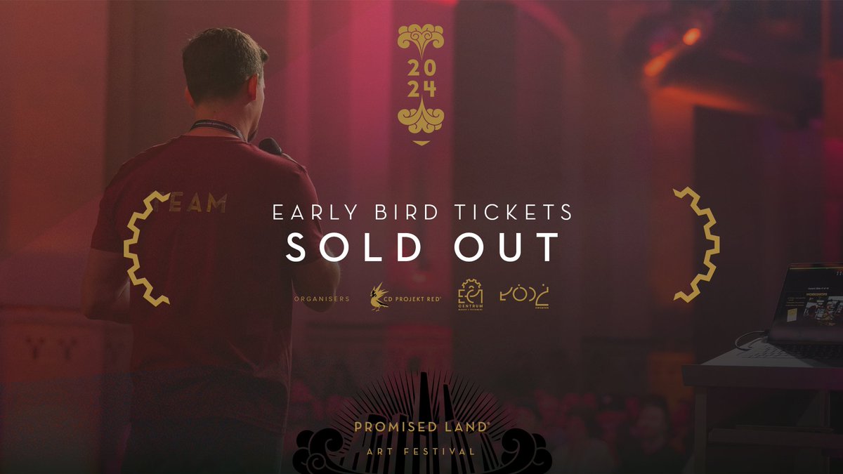 Early Bird Tickets are sold out! 🐦 We will see you all in Łódź this September! 👋 And if you don't have your #PromisedLand2024 ticket yet, there are various options to choose from, including regular tickets, group tickets with a 10% discount, and day tickets! 🎟️Check out the