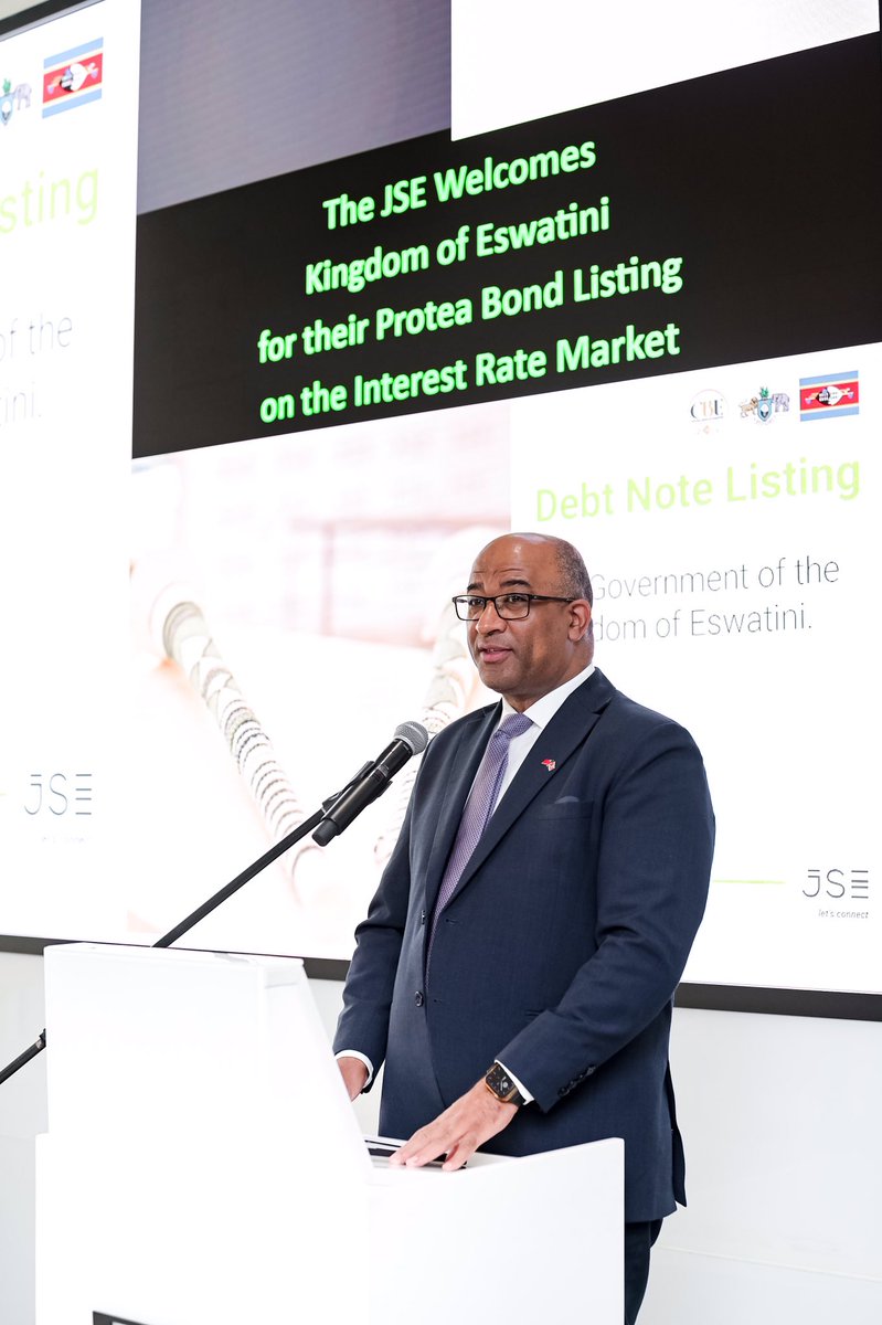 JSE_Group's tweet photo. At the JSE, we commend #KingdomofEswatini’s listing as it shines a spotlight on not only the nation’s dedication to financial innovation but underscores its emergence as a prominent player in the region’s capital markets.
Read more: https://t.co/aarZ5gZpUm
#JSEMarketOpen https://t.co/n8F19DR7Jm
