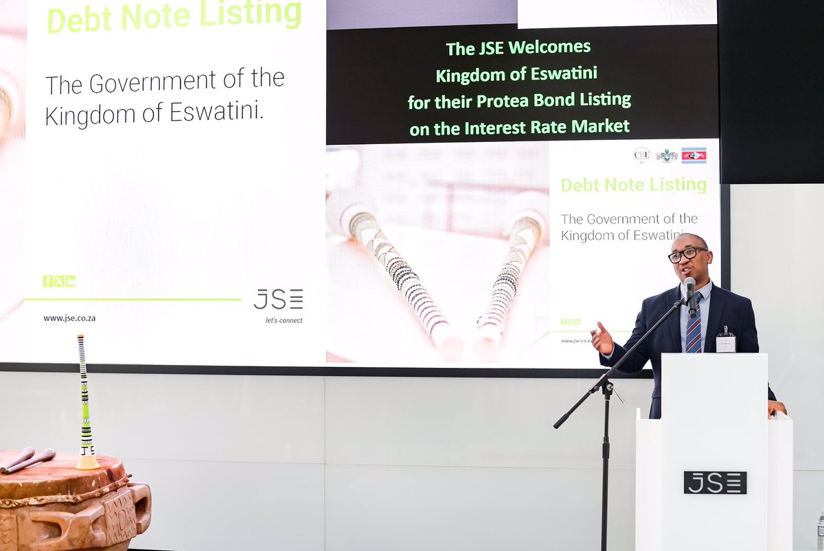 JSE_Group's tweet photo. At the JSE, we commend #KingdomofEswatini’s listing as it shines a spotlight on not only the nation’s dedication to financial innovation but underscores its emergence as a prominent player in the region’s capital markets.
Read more: https://t.co/aarZ5gZpUm
#JSEMarketOpen https://t.co/n8F19DR7Jm