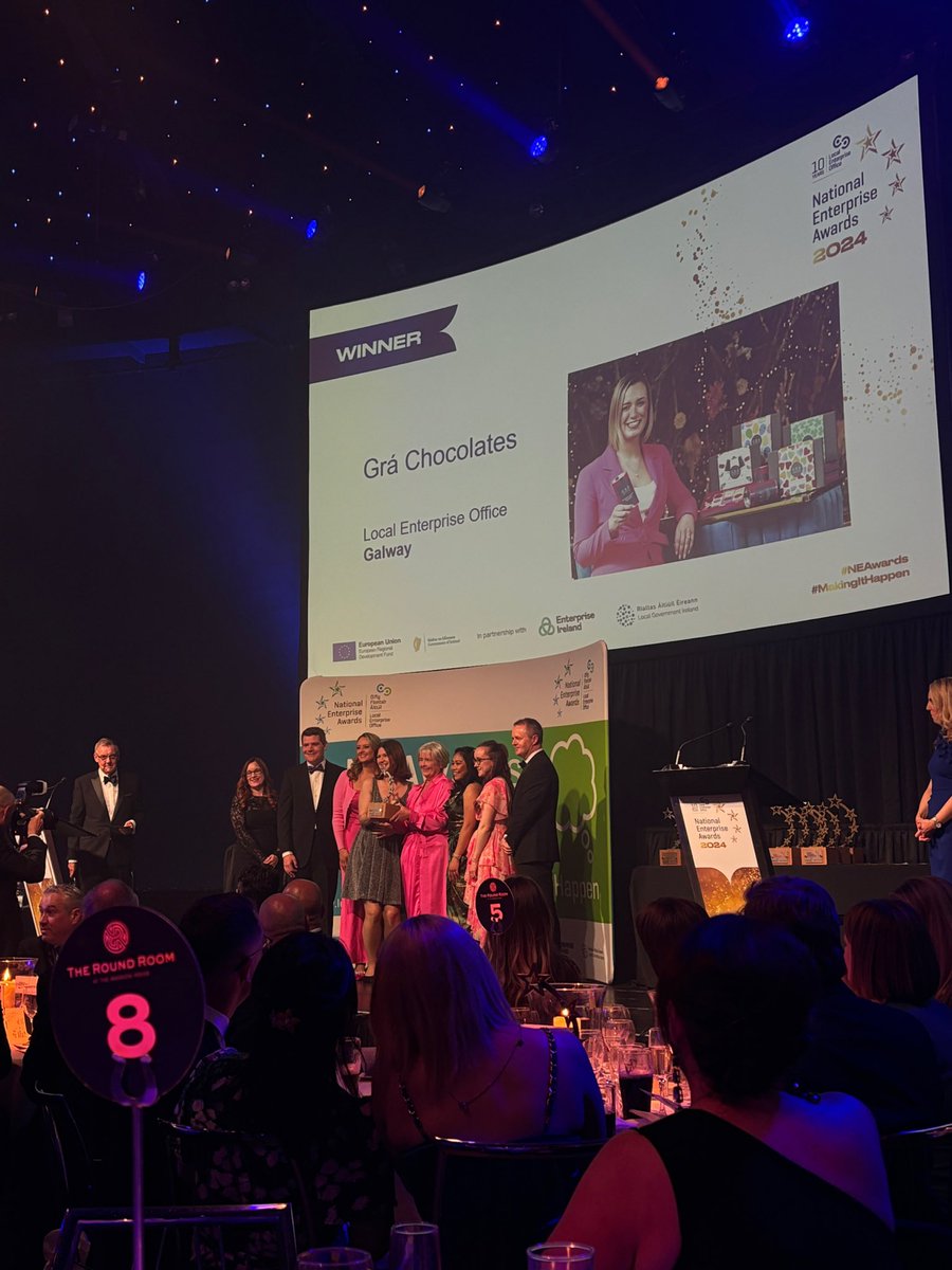 gra_chocolates's tweet photo. Last night was amazing! 🎉 We are so honoured to have won over all winner of the West Region at the Nation Enterprise Awards 2024! Team Grá are doing the west proud 👏🍫 https://t.co/TPhao9qb32