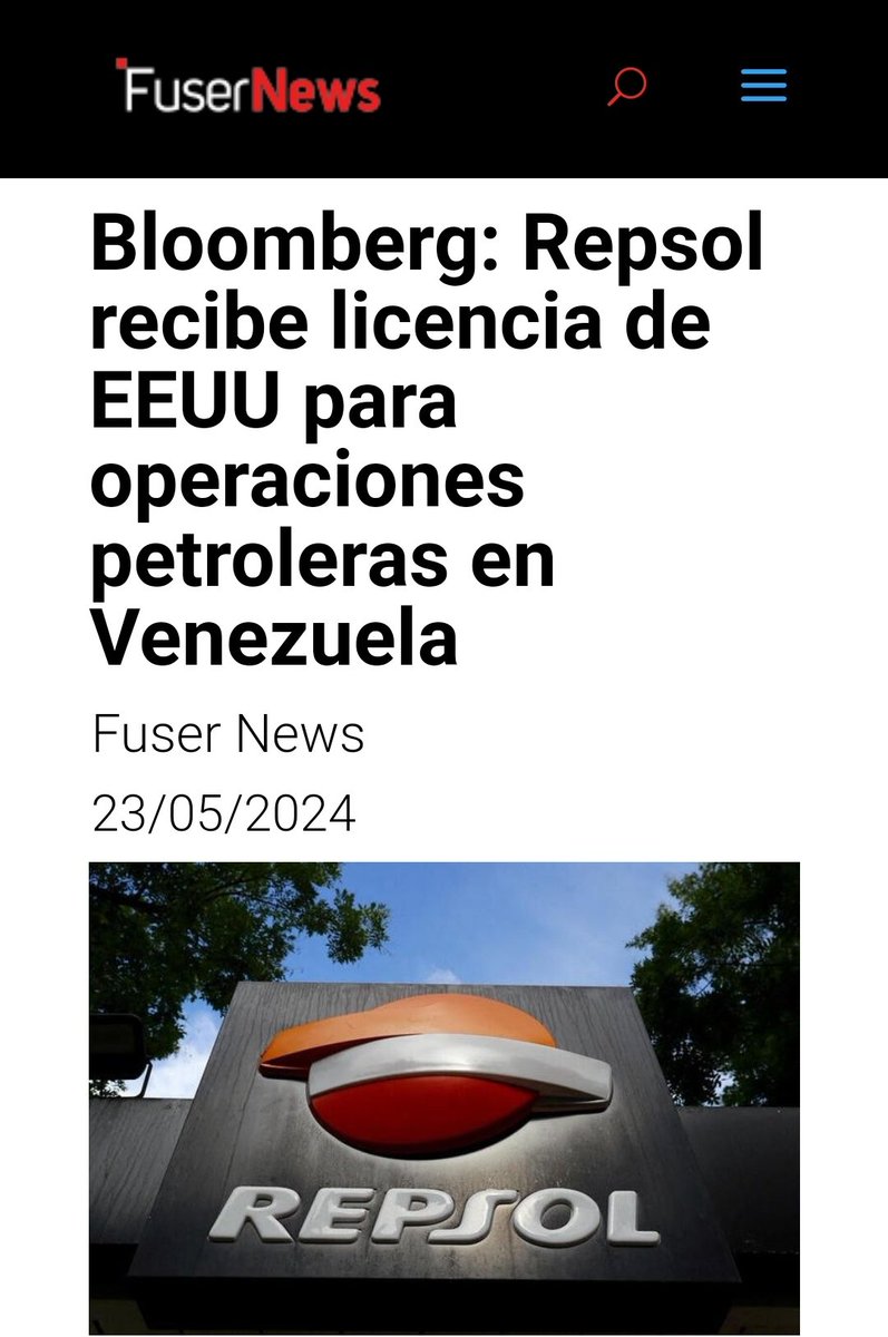 ☑️ Bloomberg: Repsol recibe licencia de EEUU 🇺🇸 para operaciones petroleras en Venezuela 🇻🇪 fusernews.com/bloomberg-reps…