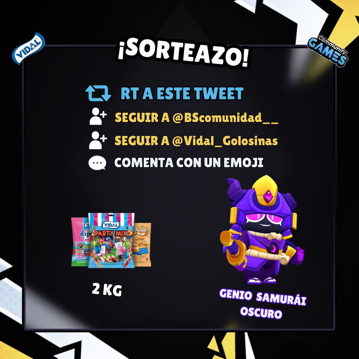Community Games (@bscomunidad__) on Twitter photo ๐ ยกยกยกSORTEAZO!!! ๐
Para celebrar el dรญa del orgullo friki de este fin de semana os dejamos un sorteo de la nueva skin de genio mรกs 2 kilos de gominolas.
๐ REQUISITOS:
โญ๏ธ Dar RT
โญ๏ธ Seguir a <a href="/BScomunidad__/">Community Games</a>
โญ๏ธ Seguir a <a href="/Vidal_Golosinas/">Vidal Golosinas</a>
๐ฌ Comentar un emoji
Ganador el ๐ ยกยกยกSORTEAZO!!! ๐
Para celebrar el dรญa del orgullo friki de este fin de semana os dejamos un sorteo de la nueva skin de genio mรกs 2 kilos de gominolas.
๐ REQUISITOS:
โญ๏ธ Dar RT
โญ๏ธ Seguir a <a href="/BScomunidad__/">Community Games</a>
โญ๏ธ Seguir a <a href="/Vidal_Golosinas/">Vidal Golosinas</a>
๐ฌ Comentar un emoji
Ganador el