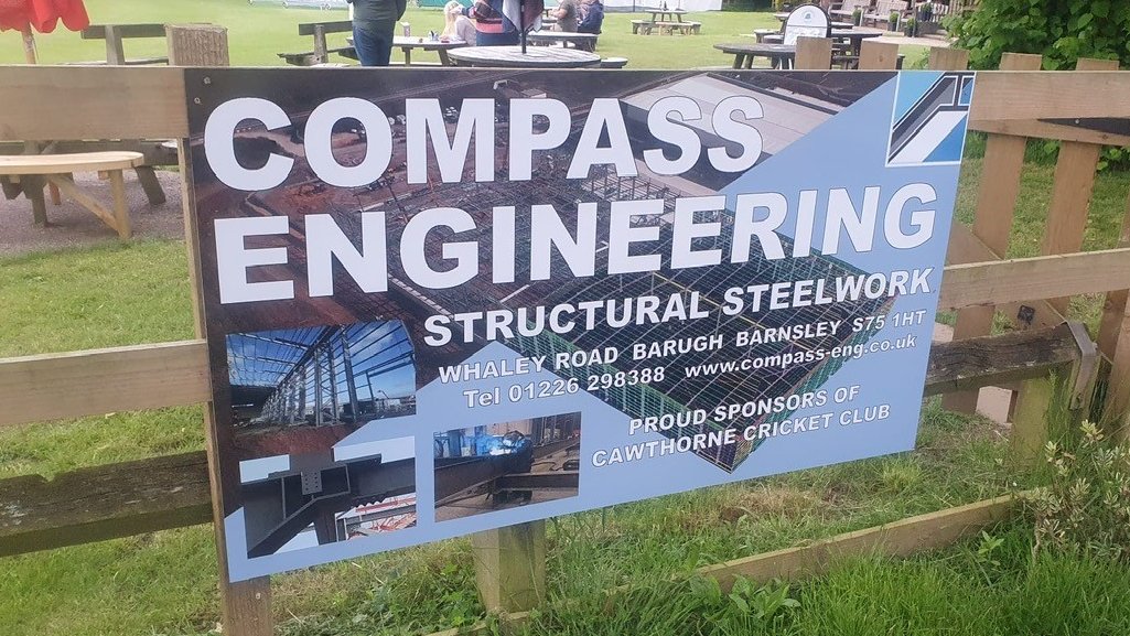 Our company sign looking good at the entrance of <a href="/CawthorneCC/">Cawthorne Cricket Club</a> 🏏