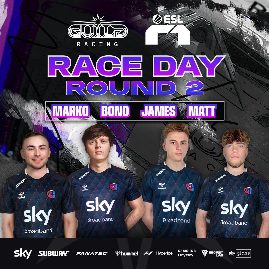 Guild Gaming (@guildesports) on Twitter photo IT'S RACE DAY! ๐
Round 2 of <a href="/esl_r1/">ESL R1</a> will see #GuildRacing take on Orchard Road ๐ฅ
Starts 16:00 BST / 17:00 CET ๐
Let's do this!
๐ฌ๐ง<a href="/JaaamesBaldwin/">James Baldwin</a>
๐ณ๐ฑ<a href="/bonohuis/">Bono Huis</a>
๐ฉ๐ช<a href="/markopejic14/">Marko Pejic</a>
๐ฌ๐งย <a href="/matt_emery/">Matt Emery</a>
Join us: twitch.tv/eslr1
#GILD #EWC #ESLR1 IT'S RACE DAY! ๐
Round 2 of <a href="/esl_r1/">ESL R1</a> will see #GuildRacing take on Orchard Road ๐ฅ
Starts 16:00 BST / 17:00 CET ๐
Let's do this!
๐ฌ๐ง<a href="/JaaamesBaldwin/">James Baldwin</a>
๐ณ๐ฑ<a href="/bonohuis/">Bono Huis</a>
๐ฉ๐ช<a href="/markopejic14/">Marko Pejic</a>
๐ฌ๐งย <a href="/matt_emery/">Matt Emery</a>
Join us: twitch.tv/eslr1
#GILD #EWC #ESLR1