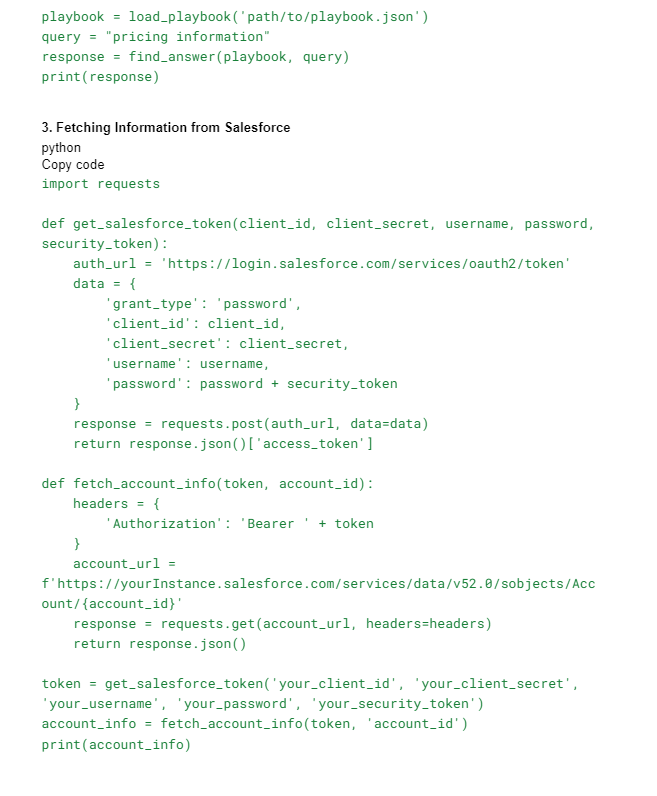 AGAIntelligence's tweet photo. Creating a workflow automation that reads emails, checks a playbook for relevant answers, verifies account-specific information in Salesforce, and then responds to the email https://t.co/nrevFPVwg9