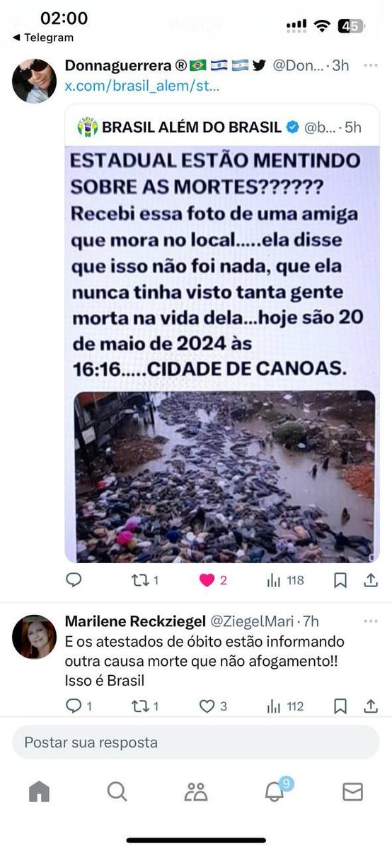 As imagens irão começar a aparecer assim que as águas forem baixando. Um triste cenário que vai deixar os brasileiros perplexo. Espero uma reação do povo brasileiro diante desta catástrofe que vai marcar o Brasil. Temos que achar os responsáveis por essa tragédia.