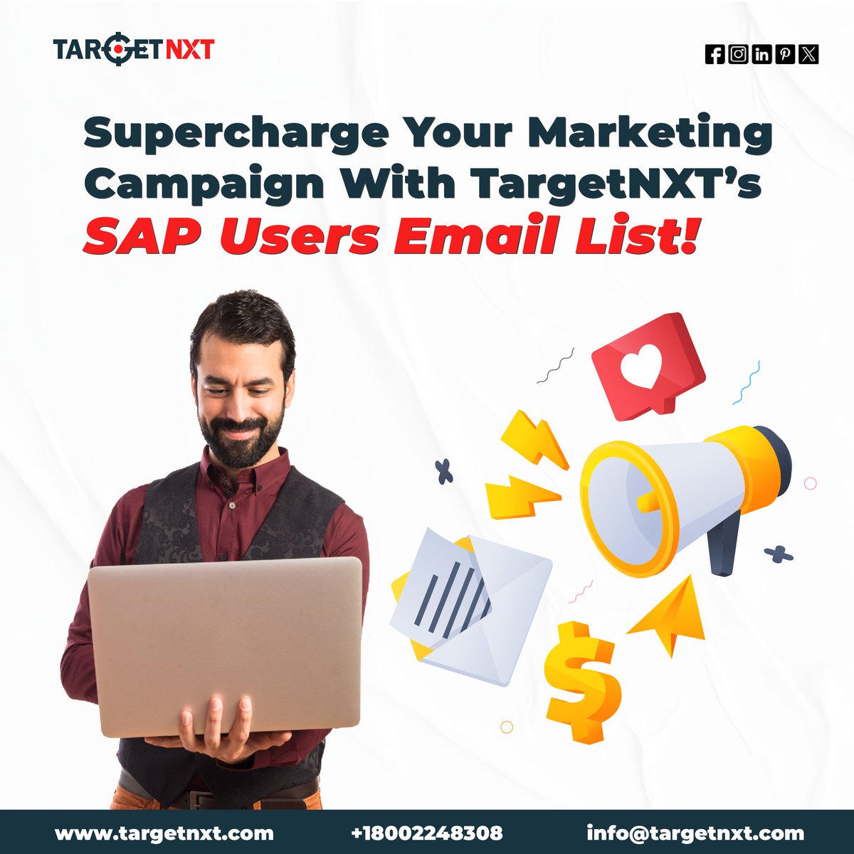 TargetNXT's tweet image. 💡Connect with the Top Industry leaders of the SAP world using curated #SapUsersEmailList from #TargetNXT to enhance marketing outreach and grow your business. 📤

know more: tinyurl.com/32b9najn

#B2BMarketing #EmailMarketing #LeadGeneration #BusinessGrowth #MailingList