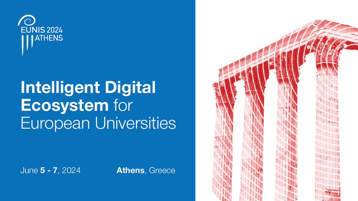 ⏳There is still time to join us at the #EUNIS24 Annual Congress at the University of Athens 🇬🇷 on 5⃣ - 7⃣ June 2024 to hear & discuss about #AI in #HEd, #EUAlliances, #DigitalTransformation and much more... 🔎 Meet the full programme here 👉 tiny.pl/drjk9