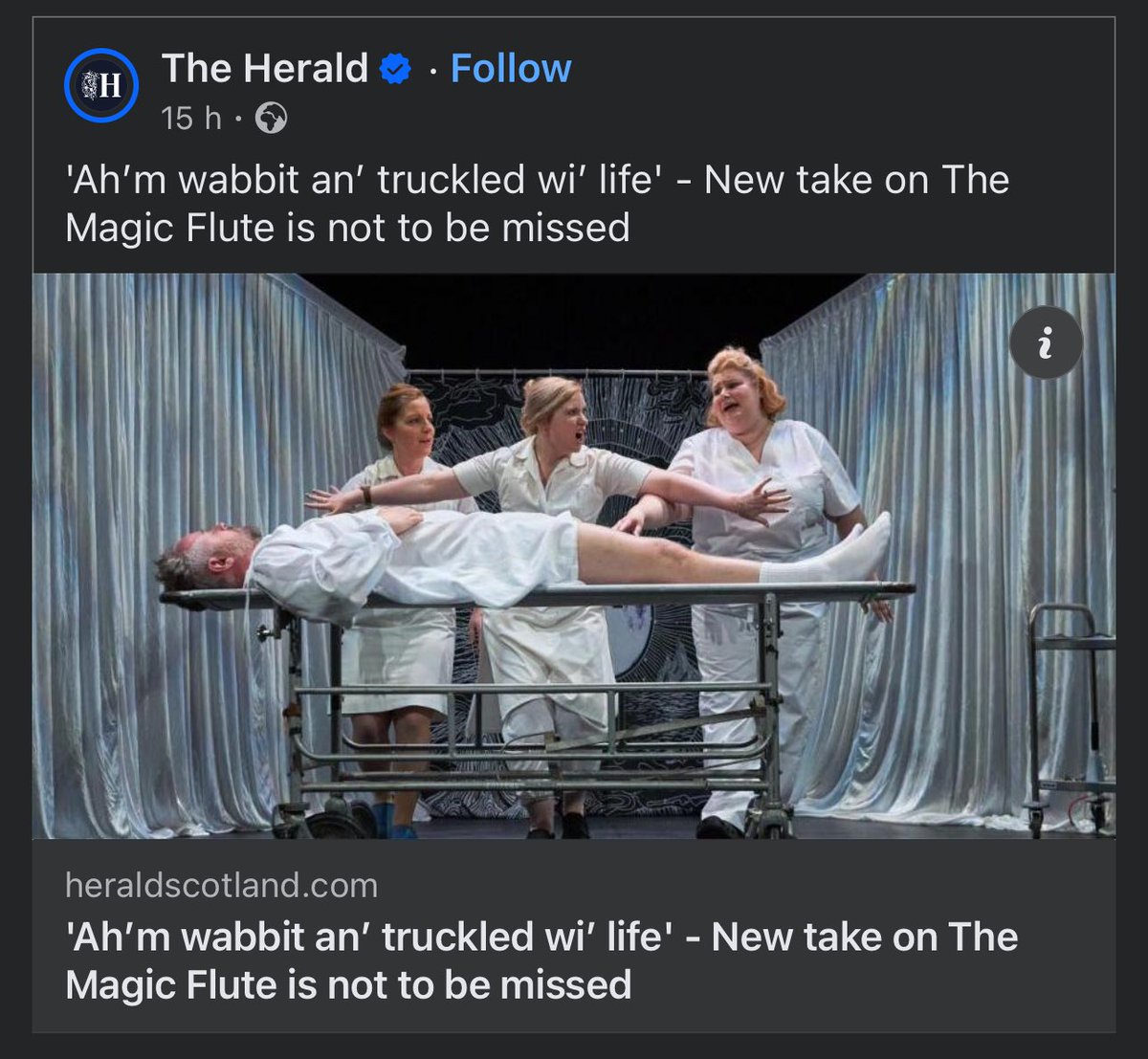 ⭐️⭐️⭐️⭐️ review!

Scots Opera Project's project production of Mozart's The Magic Flute with a Scots libretto bi Dr Michael Dempster at Perth Theatre and Concert Hall for Perth Festival of the Arts

<a href="/OperaScots/">Scots Opera Project</a> <a href="/PerthFestival/">Perth Festival Scot</a> <a href="/perthTCH/">Perth Theatre and Concert Hall</a>
