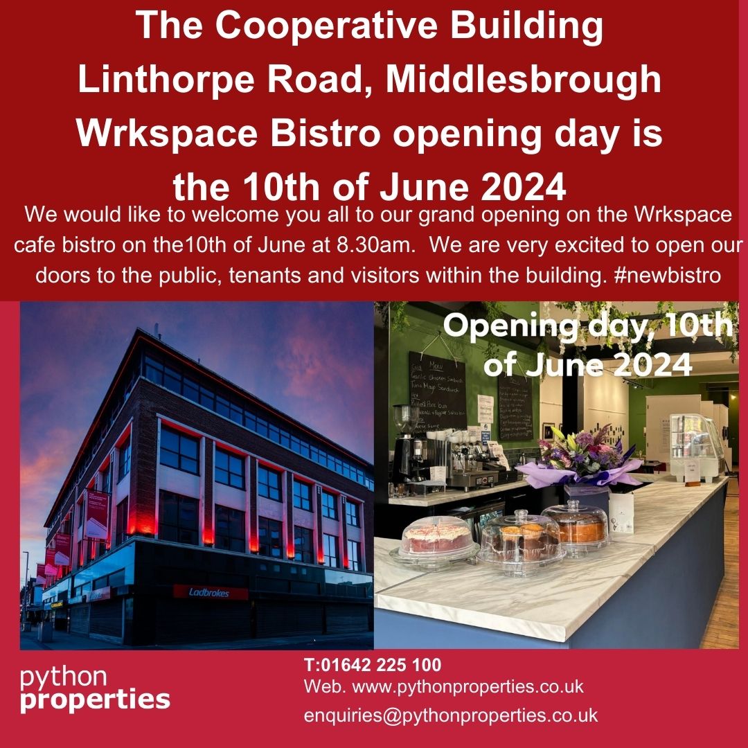 Python_Prop's tweet image. Wrkspace Bistro is opening in the Cooperative Building on Linthorpe Road on the 13th of June, we look forward to welcoming you all #bistro