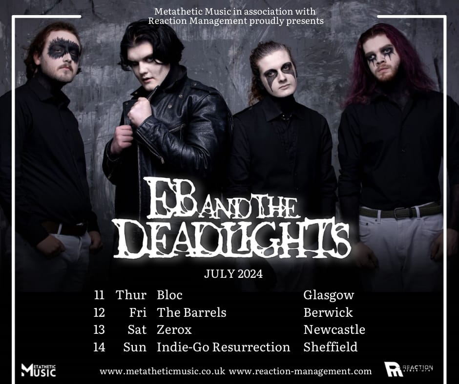 UK & Scotland, we will see you this summer! More announcements are on the way 💀🩸💀 #ebandthedeadlights #goth #gothic #alt #alternative #glasgow #berwick #newcastle #sheffield #tour #gigs