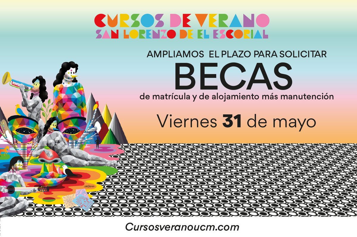 ¡Buenas noticias para el viernes!
📢Ampliamos el plazo de solicitud de #becas para #CursosVeranoUCM hasta el día, 31 de mayo.
🙌🏽Eso quiere decir que aún estás a tiempo de matricularte en cualquiera de nuestros Cursos a un precio  fantástico.
Toda la info: cursosveranoucm.com