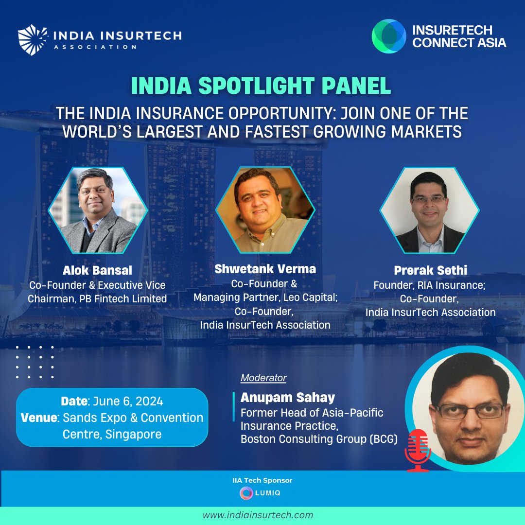 The 𝐈𝐧𝐝𝐢𝐚 𝐒𝐩𝐨𝐭𝐥𝐢𝐠𝐡𝐭 Panel is all set to highlight the incredible growth of the Indian Insurance Industry at the ITC Asia 2024. Discover how #technology is driving this transformation and making a big impact. 
Register here: bit.ly/49e7LZF