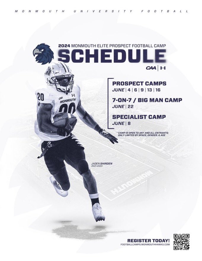 The Recruiting Process & Calendar Has Accelerated. If you are a 2026 or 2027, you should be at camps this summer! @MUHawksFB Monmouthfootballcamp.com