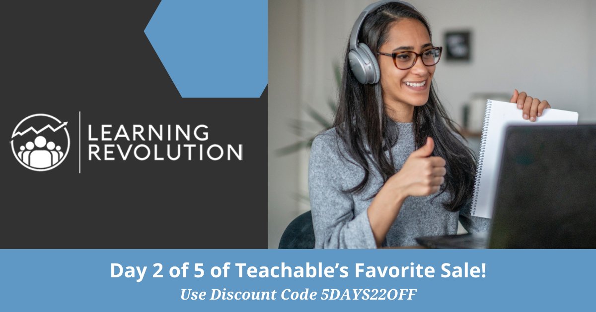 What's today? It's Day 2 of @Teachable's 5 Days of Deals! 🌞 Get 22% off any paid plan for new customers. Use code 5DAYS22OFF for the first month of a monthly plan or the first year of an annual plan. Sign-up here: bit.ly/3QXsfzO. #FiveDaysOfDeals #Teachable