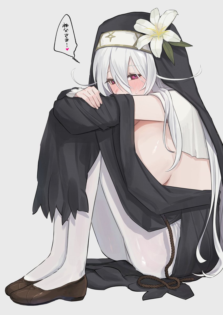 横乳で誘惑してくるシスター・リリィ(差分は教会からの支給品の質素な下着版) 