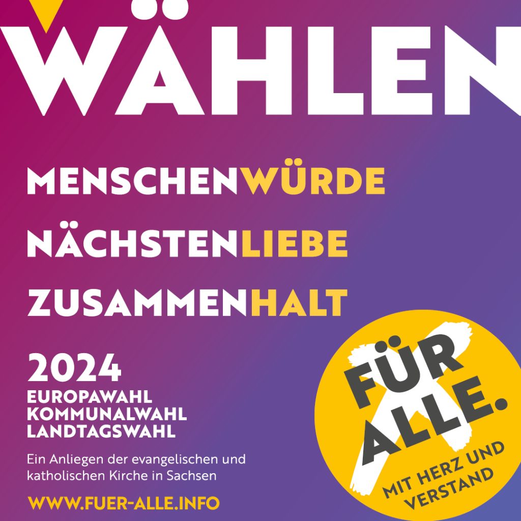 Die Dresdner Stadtökumene hat ein Wort zu den #Wahlen herausgegeben, 'weil #Menschenwürde, #Nächstenliebe und #Zusammenhalt die Grundpfeiler unseres Glaubens sind' - zu finden hier: infozentrum-dresden.de
fuer-alle.info #füralle #mitherzundverstand