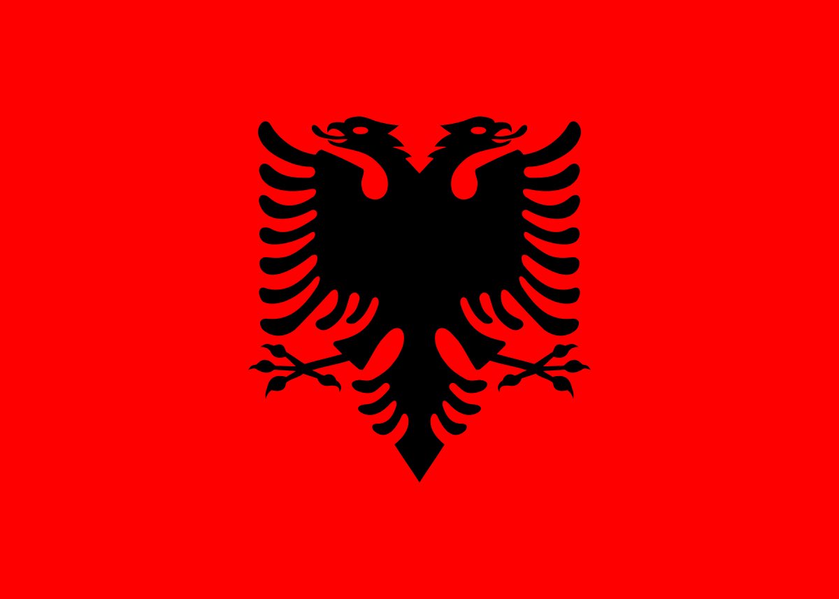 Welche davon ist die Albanien Flagge?